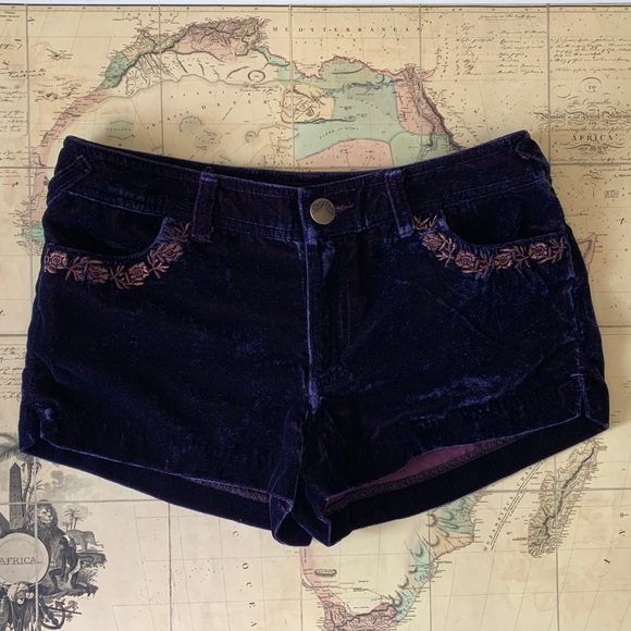 Free People Embroidered Velvet Shorts 0 2 XS S - Picture 4 of 9